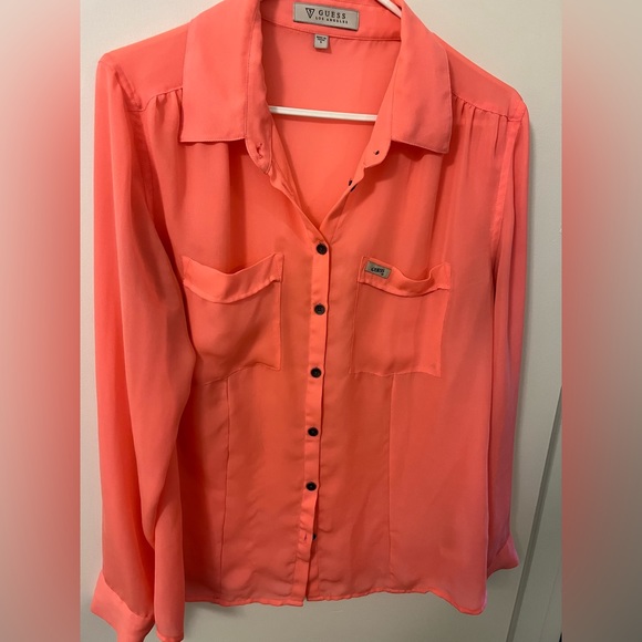 Guess Pink Button up with Front Pockets - Picture 1 of 4